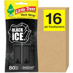 LITTLE_TREES_Car_Air_Freshener,_Vent_Wrap_Provides_Long-Lasting_Scent,_Slip_on_Vent_Blade._Black_Ice,_16_Air_Fresheners,_4_Count_(Pack_of_4)