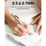 Nicpro_2_PCS_Mechanical_Pencil_0.5mm_&_0.7_mm_with_Case,_MP1000_Metal_Artist_Pencil_Set_with_4_Tubes_HB_Lead_Refills,_2_Erasers,_9_Eraser_Refills_For_Art_Writing_Drafting,_Drawing,_Sketch