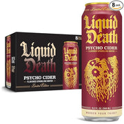 Liquid_Death,_Psycho_Cider_Sparkling_Water,_Apple_Cider_Flavored_Sparkling_Beverage_Sweetened_With_Real_Agave,_Low_Calorie_&_Low_Sugar,_8-Pack_(King_Size_19.2oz_Cans)