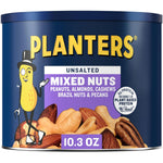 PLANTERS_Mixed_Nuts_Unsalted,_Party_Snacks,_Plant-Based_Protein,_10.3_oz_Canister