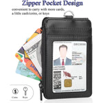 Teskyer_Badge_Holder_with_Zip_Pocket,_Multiple_Card_Slots_Leather_ID_Card_Holder_with_Nylon_Lanyard_for_Cruise_Ship_Cards,_Office_School_ID,_Work_Name_Cards,_Driver's_License
