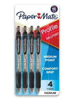 Paper_Mate_Profile_Ballpoint_Pen,_Retractable,_Medium_1_Mm,_Black_Ink,_Translucent_Barrel,_4/pack