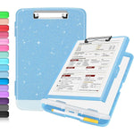 Sooez_Glitter_Clipboard_with_Storage,_High_Capacity_Storage_Clipboard_with_Pen_Holder,_Cute_Clip_Boards_8.5x11_with_Low_Profile_Clip,_Sparkle_Plastic_Clipboard_Case_Box_for_Women,_Side_Opening