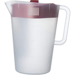 Goodcook_10658_1_Gallon_Plastic_Straining_Pitcher_with_Square_Lid,_3_Strainers,_Close_No-Spill_Design,_Dishwasher_Safe,_Clear_&_Red_-_Drinkware,_Jugs