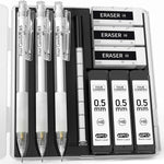 Four_Candies_Cute_Mechanical_Pencil_Set_with_Case_-_3PCS_Pencils_0.5mm_with_180PCS_HB_Lead_Refills,_3PCS_Erasers_&_9PCS_Eraser_Refills,_White_Clear_Mechanical_Pencil_for_Students_Drawing,_Writing