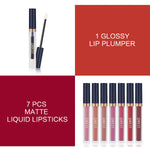 QiBest_7Pcs_Matte_Liquid_Lipstick_Set_with_Lip_Plumper,_Waterproof_and_Velvet_Lip_Makeup_Gloss_Lipgloss_Silky_Smooth_Flawless_Glossy_Lip_Care_Cosmetic