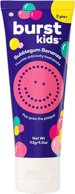 BURST_Bubblegum_Bonanza_Kids_Toothpaste_with_Fluoride_(4oz)_|_Great_Tasting_|_Flavored_for_Children_&_Toddlers_|_Anticavity_|_Dye_Free_&_Vegan_|_Safe_for_Kids_Ages_2+