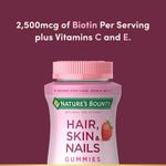 Nature's_Bounty_Optimal_Solutions_Hair,_Skin_&_Nails_Vitamin_Gummies_with_Biotin,_2500_mcg,_Strawberry,_80_Count,_40_Total_Servings