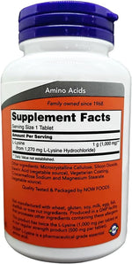 NOW_Foods_Supplements,_(L-Lysine_Hydrochloride)_1,000_mg,_Double_Strength,_Amino_Acid,_100_Tablets