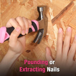 WORKPRO_8_oz_Claw_Hammer_with_Fiberglass_Handle,_All_Purpose_Hammer_with_Forged_Hardened_Steel_Head,_Pink_Ribbon