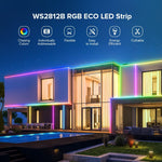 SEZO_WS2812B_ECO_LED_Strip_Light_3.3FT/16.4FT_-_60LEDs/100LEDs/144LEDs/150LEDs/300LEDs_300Pixels_Individually_Addressable_Programmable_5050SMD_Digital_RGB_Alloy_Wires_Flexible_Dream_Color_IP30_Non-Waterproof_PCB_Black_DC5V