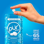 PUR_Mints_|_Aspartame_Free_Breath_Mints_|_Made_with_Xylitol_|_Sugar_Free,_Vegan,_Gluten_Free_|_Natural_Peppermint_Flavor_|_65_Pieces_in_Re-Sealable_pouch_(Pack_of_1)