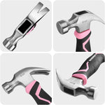 WORKPRO_8_oz_Claw_Hammer_with_Fiberglass_Handle,_All_Purpose_Hammer_with_Forged_Hardened_Steel_Head,_Pink_Ribbon