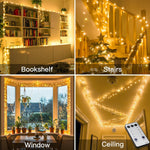 suddus_Indoor_Christmas_Lights_with_Remote,_Warm_White_String_Lights_Plug_in_with_Timer,_33ft_100_LED_Twinkle_Fairy_Lights_for_Bedroom_Xmas_Tree_Wreath_Garden_Party_Outdoor_Thanksgiving_Decorations