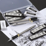 Metal_Mechanical_Pencil_Set_-_3PCS_0.7mm_Art_Mechanical_Pencils_&_360PCS_HB_Lead_Refills_&_3PCS_Erasers_&_9PCS_Eraser_Refills,_Drawing_Mechanical_Pencils_for_Writing,_Sketching-With_Case