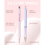 Nicpro_22PCS_Pastel_Mechanical_Pencils_Set_in_Case,_Art_Cute_Drafting_Pencil_0.5,_0.7,_0.9_mm,_2mm_Lead_Pencil_Holders_for_Sketching_Drawing_With_11_Tube_(4B_2B_HB_2H_Colors)_Lead_Refills,_3_Erasers