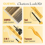 QUEWEL_DIY_Lash_Extension_Kit,_320_Pcs_Lash_Clusters_Kit_with_Lash_Bond_and_Seal_Cluster_Lashes_Glue_Remover_Eyelash_Clusters_Applicator_Tool_for_Natural_Look_DIY_At_Home(ZS-30D+40D-kit)_Makeup_Eyelashes_Extensions_Eyelash_Extension_Cosmetic
