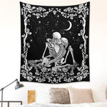 Wonrizon_The_Kissing_Lovers_Skull_Tapestry,Black_and_White_Romantic_Constellation_Skeleton_Tapestries_Wall_Hanging_decor_for_Living_Room_Bedroom_(30”x_40”)