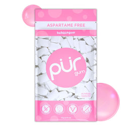 PUR_Gum_|_Aspartame_Free_Chewing_Gum_|_100%_Xylitol_|_Natural_Bubblegum_Flavored_Gum,_55_Pieces_(Pack_of_1)
