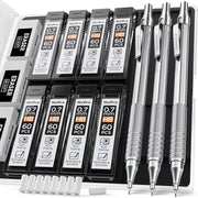 Mechanical_Pencil_Set_with_Case,_3PCS_MP1000_0.7mm_Artist_Lead_Pencil_With_8_Tube_HB_Refills,_3_Erasers,_9_Eraser_Refill_For_Architect_Art_Drafting_Drawing_Engineering,_Sketching