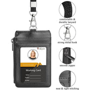 Teskyer_Badge_Holder_with_Zip_Pocket,_Multiple_Card_Slots_Leather_ID_Card_Holder_with_Nylon_Lanyard_for_Cruise_Ship_Cards,_Office_School_ID,_Work_Name_Cards,_Driver's_License