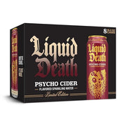 Liquid_Death,_Psycho_Cider_Sparkling_Water,_Apple_Cider_Flavored_Sparkling_Beverage_Sweetened_With_Real_Agave,_Low_Calorie_&_Low_Sugar,_8-Pack_(King_Size_19.2oz_Cans)