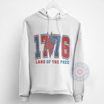 1776 Land of the Free T-Shirt Sweatshirt Hoodie Patriotic American History Apparel for Independence Day
