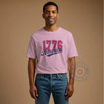 1776 America Distressed T-Shirt Sweatshirt Hoodie Patriotic US History Apparel for Independence Day