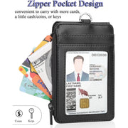 Teskyer_Badge_Holder_with_Zip_Pocket,_Multiple_Card_Slots_Leather_ID_Card_Holder_with_Nylon_Lanyard_for_Cruise_Ship_Cards,_Office_School_ID,_Work_Name_Cards,_Driver's_License