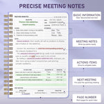 WEMATE_Simplified_Meeting_Notebook_for_Work_with_Action_Items_200_Pages,_Office_Supplies_for_Project_Planner,_PU_Leather_Hardcover_Meeting_Notes_Notebook_for_Work,_B5_(10
