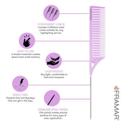 Framar_Dreamweaver_Highlight_Comb_Set_–_Combs_for_Hair_Stylist,_Highlighting_Comb,_Hair_Dye_Comb,_Hair_Highlighter_Comb_with_Metal_Pick,_Balayage_Comb