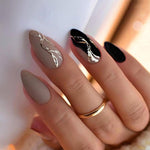 French_Tip_Press_on_Fake_Nails_Press_ons_with_Designs_Chrome_False_Nails_Long_Glossy_Full_Cover_Glue_on_Nails_Cute_Acrylic_Stick_on_Nails_for_Women_Nails_Manicure_Decoration_24Pcs