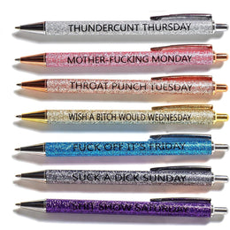 Seven_Days_of_The_Week_Pen_Describing_Mentality,Glitter_Ballpoint_Pens,Black_Ink_Medium_Point_1.0_mm_Gift_Pens,_Cute_Pens_Office_Supplies_for_Women