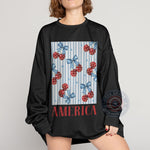 Patriotic Cherry America T-Shirt Hoodie Sweatshirt Celebrate Independence Day with This 4th of July Striped Cherry Bow Design - Tee Beats