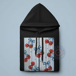 Patriotic Cherry America T-Shirt Hoodie Sweatshirt Celebrate Independence Day with This 4th of July Striped Cherry Bow Design - Tee Beats