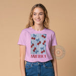 Patriotic Cherry America T-Shirt Hoodie Sweatshirt Celebrate Independence Day with This 4th of July Striped Cherry Bow Design - Tee Beats