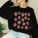 Independence Day Strawberry Hoodie T-Shirt Sweatshirt Get Festive for the 4th of July with This American Flag Decorated Strawberry Design