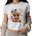 Adorable Highland Cow T-Shirt Sweatshirt Hoodie USA Flag Theme for Independence Day Celebrations