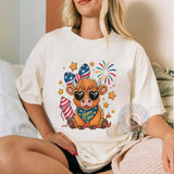 Adorable Highland Cow T-Shirt Sweatshirt Hoodie USA Flag Theme for Independence Day Celebrations