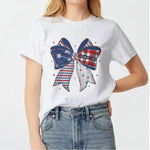 4th of July USA Bow T-Shirt Patriotic America Sweatshirt Independence Day Hoodie