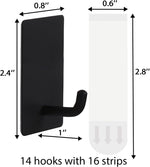 14_Pcs_Towel_Hooks_with_Removable_Strips_for_Hanging,_Adhesive_Wall_Heavy_Duty,_Outdoor_No_Damage,_Sticky_Hook_for_Bathrooms,_Shower,_Stockings,_Decor,_Robe,_Small,_Black_304_Stainless_Steel