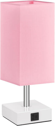 Ambimall_Touch_Control_Table_Lamp_with_2_USB_Charging_Ports,_3_Way_Touch_Lamps_Beside_Desk,_Nightstand_Lamp_for_Bedrooms_Living_Room,_Pink_Shade_with_White_Base,_LED_Bulb_Included(Pink)