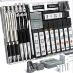 FourCandies_25PCS_Art_Mechanical_Pencil_Set_with_Case,_3PCS_Metal_Artist_Lead_Pencil_0.5,_0.7,_0.9_mm_&_3PCS_2mm_Lead_Holder(HB_2H_2B_4B_Color)_with_432PCS_Graphite_Lead_Refills_for_Drawing_Sketching