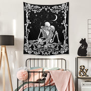 Wonrizon_The_Kissing_Lovers_Skull_Tapestry,Black_and_White_Romantic_Constellation_Skeleton_Tapestries_Wall_Hanging_decor_for_Living_Room_Bedroom_(30”x_40”)