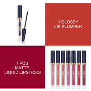 QiBest_7Pcs_Matte_Liquid_Lipstick_Set_with_Lip_Plumper,_Waterproof_and_Velvet_Lip_Makeup_Gloss_Lipgloss_Silky_Smooth_Flawless_Glossy_Lip_Care_Cosmetic