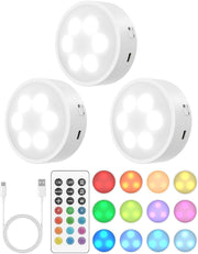Puck_Lights_with_Remote,_13_RGB_Colors_LED_Under_Cabinet_Lights,_Rechargeable_Baterry_Operated_Under_Cabinet_Lighting_Tap_Lights,_Stick_on_Lights_with_Dimmer_and_Timer
