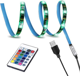 LED_TV_Backlight,SMY_USB_LED_Strip_Light,RGB_Multi-Colour_LED_Light_Strip_Kit_Waterproof_IP65,_30LED_with_Wireless_Remote_Controller_for_TV/PC/Laptop_Bias_Lighting_(3.28Ft/6.56Ft)