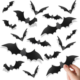 Piteno®_140Pcs_Bats_Halloween_Decorations_Party_Supplies,_Realistic_PVC_3D_Black_Scary_Bat_Stickers_for_Creepy_Home_Decor_Halloween_Party_Decorations_DIY_Wall_Window_Decal_Bathroom_Indoor