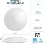 PARMIDA_(6_Pack)_LED_RV_Dome_Ceiling_Lights_5CCT,_On/Off_Switch,_Dimmable,_Surface_Mount_Interior_Puck_Light,_Slim_Motorhome,_Trailer,_Camper_Lighting,_5W,_27/3/35/4/5/6K,_Damp_Location,_4.5_Inch