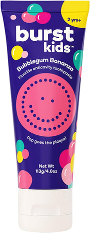BURST_Bubblegum_Bonanza_Kids_Toothpaste_with_Fluoride_(4oz)_|_Great_Tasting_|_Flavored_for_Children_&_Toddlers_|_Anticavity_|_Dye_Free_&_Vegan_|_Safe_for_Kids_Ages_2+